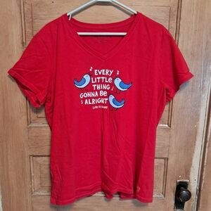 NWOT Life Is Good Women's "Every Little Thing Gonna Be Alright" V-neck Tee